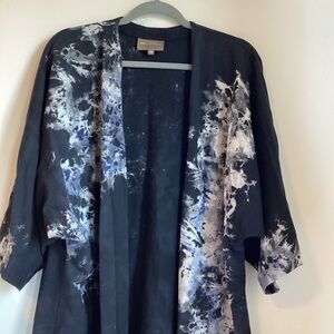 Anthropologie Tie-Dye Kimono by Bel Kazan One Size Black White Duster